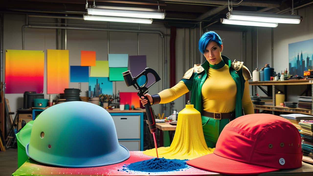  a vibrant workshop scene showcasing diverse materials for armor cosplay: shimmering foam sheets, sturdy thermoplastics, metallic paints, layered fabrics, intricate molds, and tools like heat guns and scissors, all arranged artfully on a workbench. hyperrealistic, full body, detailed clothing, highly detailed, cinematic lighting, stunningly beautiful, intricate, sharp focus, f/1. 8, 85mm, (centered image composition), (professionally color graded), ((bright soft diffused light)), volumetric fog, trending on instagram, trending on tumblr, HDR 4K, 8K