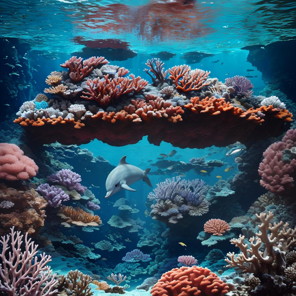  masterpiece, best quality, Most Beautiful in deep sea teeming with vibrant corals, diverse marine life, and enchanting underwater landscapes, full of corals, acrophore, small fishes, anemones, dolphin, various algaes, caves, colorful,all captured in stunning 8k resolution with intricate details.