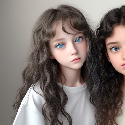  Two ager a and a girl . The girl has long platine wavy hair and shining blue eyes wearing modern clothes she has a white skin. The has a tannes skin, short black kind of curly hair and brown eyes. He is surprised by the and is blushing