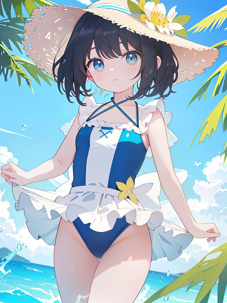  swimwear, thighs, moving pictures, masterpiece, best quality,8k,ultra detailed,high resolution,an extremely delicate and beautiful,hyper detail