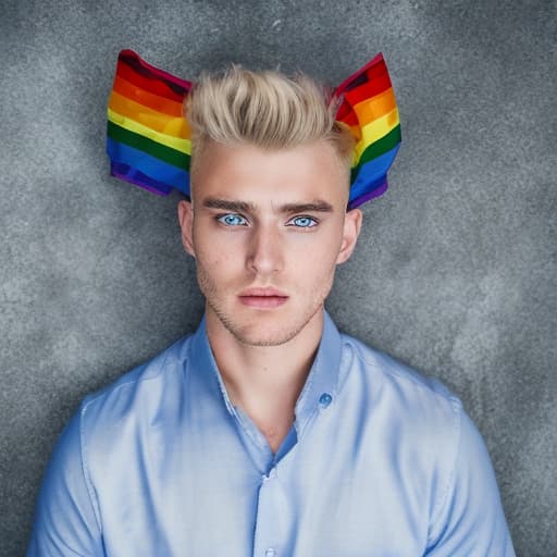 portrait+ style Russian LGBT queer blonde hunk dude face