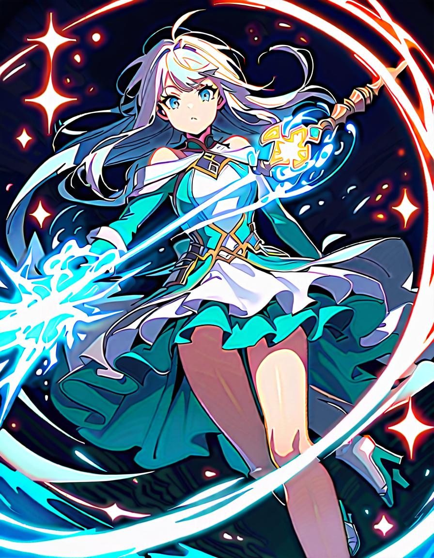  undine, attacking with water magic, determined, break beautiful and powerful water fairy, undine, in action., enchanted forest, ripple patterned dress, water lilies, magical water staff, break mystical and serene, glowing water effects, sparkling aura,