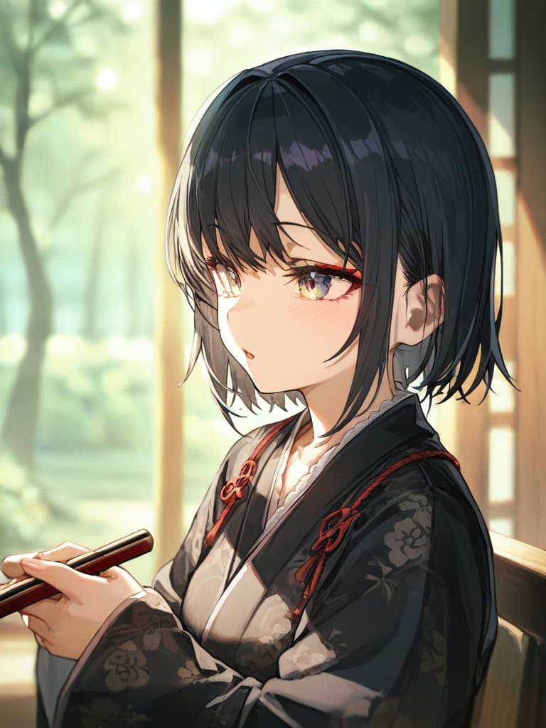  playing girls, kimonos, black hair, shamisen, masterpiece, best quality,8k,ultra detailed,high resolution,an extremely delicate and beautiful,hyper detail