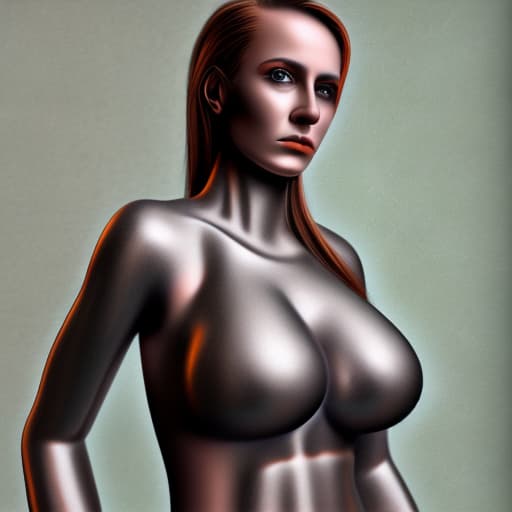 wa-vy style Extremely realistic portrait of a real life titanium girl