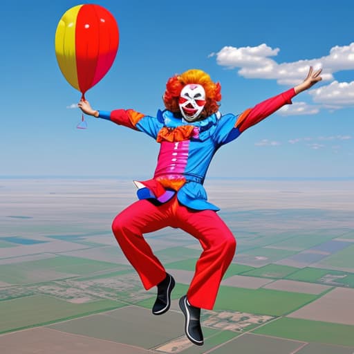  Man jumping from plane with clown mask