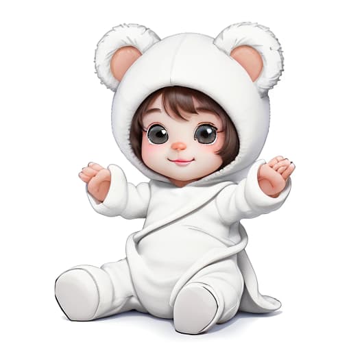  a cartoon style little bear with a white color and cute and mischievous expression.