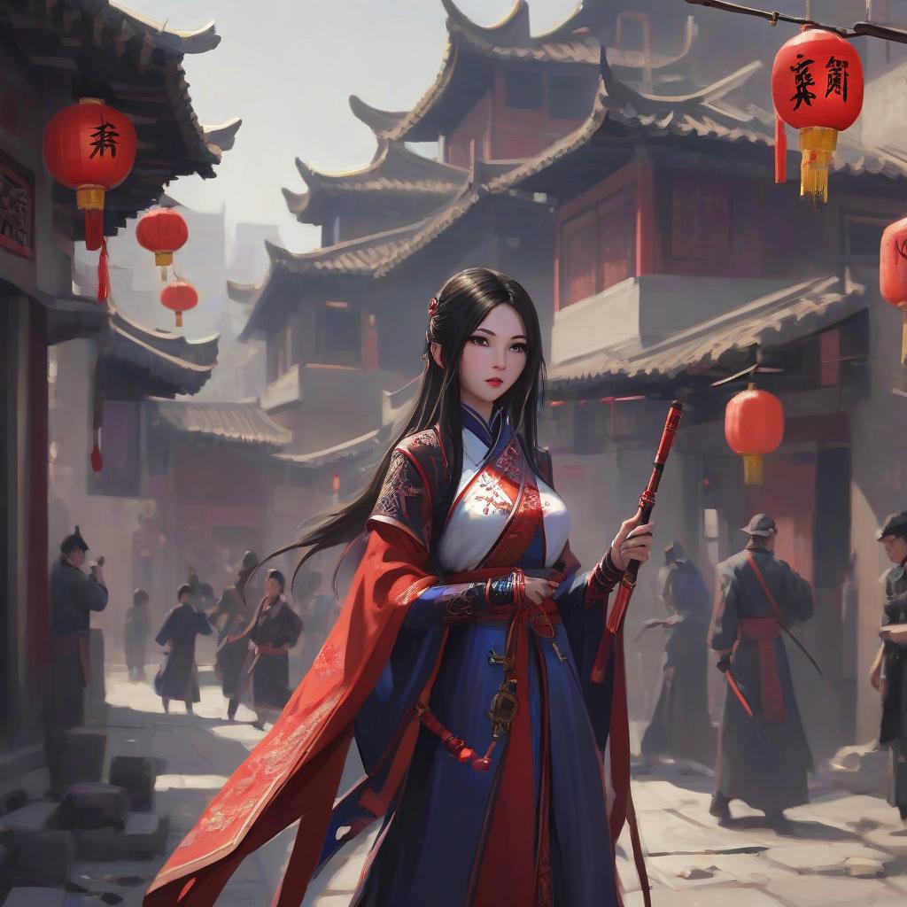  chinese woman, assasin, traditional chinese city