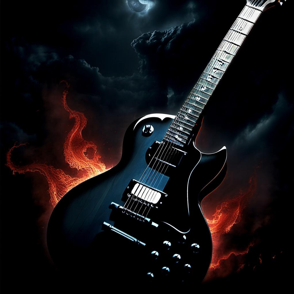  guitar, apocalypse, dark background, dark tones