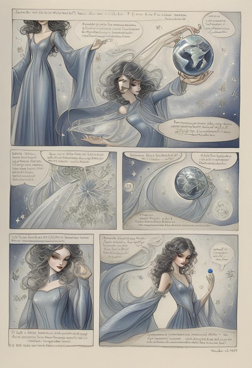  fairy tale enchantress in dark blue shimmering evening dress with airy long sleeves holding a small planet. her dark wavy hair is loose. photorealism. looking directly into the camera. . magical, fantastical, enchanting, storybook style, highly detailed, hkmagic, perfect hands