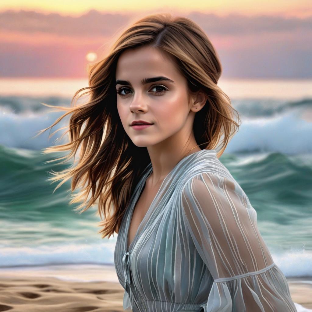  emma watson beach photo realistic, highly intricate and detailed, masterpiece, ultra high res,photography,8k resolution