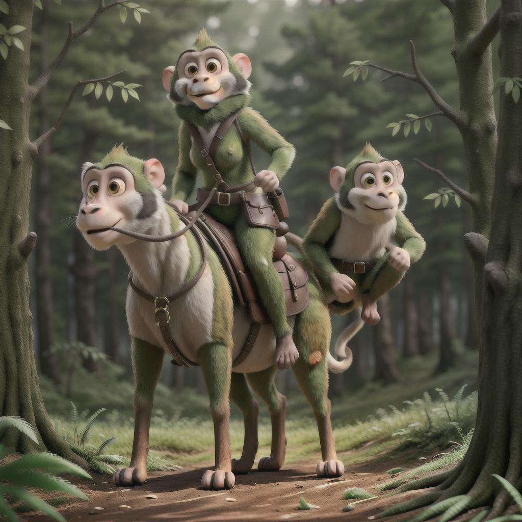  armed monkeys riding in the forest, very detailed and realistic hyperrealistic, full body, detailed clothing, highly detailed, cinematic lighting, stunningly beautiful, intricate, sharp focus, f/1. 8, 85mm, (centered image composition), (professionally color graded), ((bright soft diffused light)), volumetric fog, trending on instagram, trending on tumblr, HDR 4K, 8K