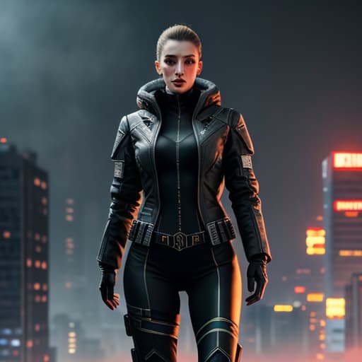  russian cyberpunk hyperrealistic, full body, detailed clothing, highly detailed, cinematic lighting, stunningly beautiful, intricate, sharp focus, f/1. 8, 85mm, (centered image composition), (professionally color graded), ((bright soft diffused light)), volumetric fog, trending on instagram, trending on tumblr, HDR 4K, 8K