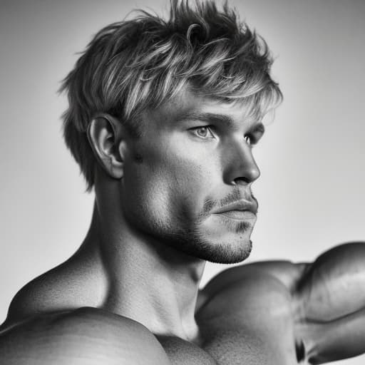 portrait+ style IFBB star bodybuilder queer blonde hunk dude face