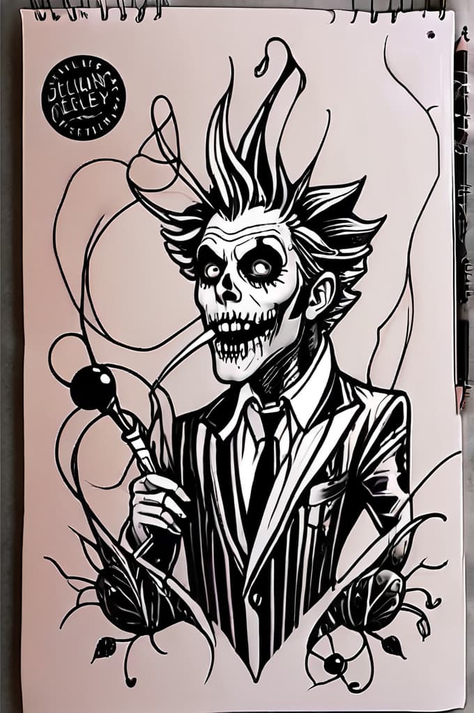  beetlejuice tattoo set, (tattoo sketch:1.25), drawing