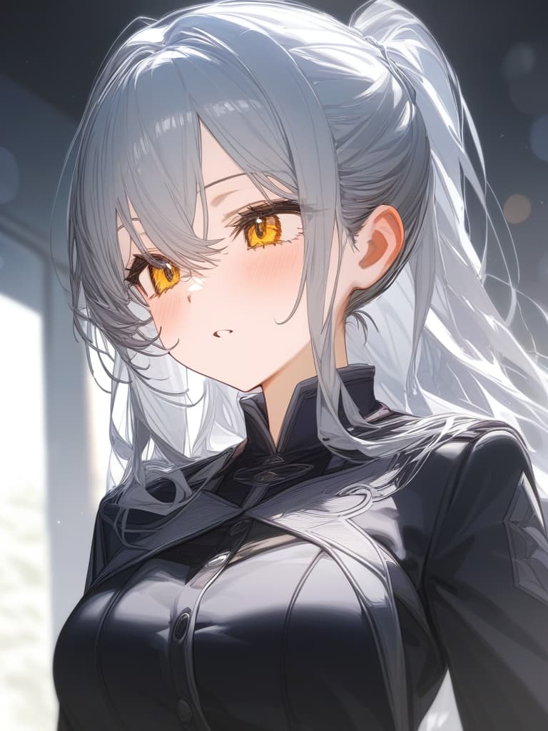  gray hair, yellow eyes, masterpiece, best quality,8k,ultra detailed,high resolution,an extremely delicate and beautiful,hyper detail