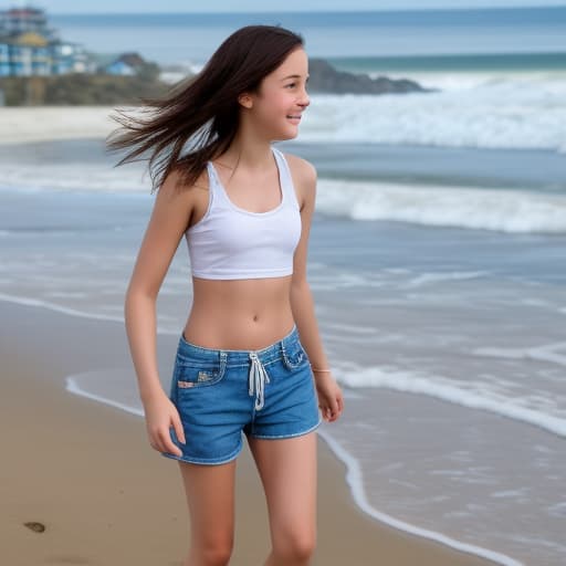   girl wearing shorts playing on beach