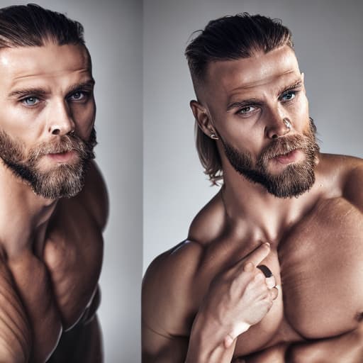 portrait+ style Russian LGBT queer fitness trainer blonde hunk dilf dude face