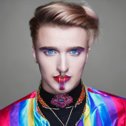 portrait+ style Russian LGBT queer pop singer blonde hunk dude face