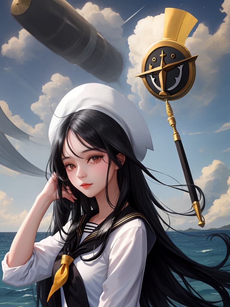  {((beautiful girl))((long black hair))(wearing black sailor suit)):1.4,looking straight ahead (upper body only)},super detail,high resolution,absurd,adopted,