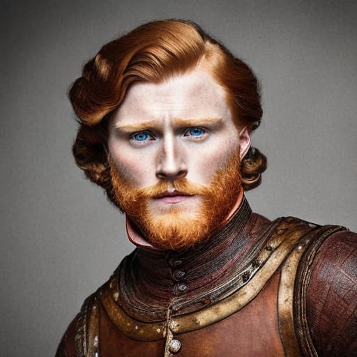 portrait+ style historical TV series actor queer ginger hunk dude face