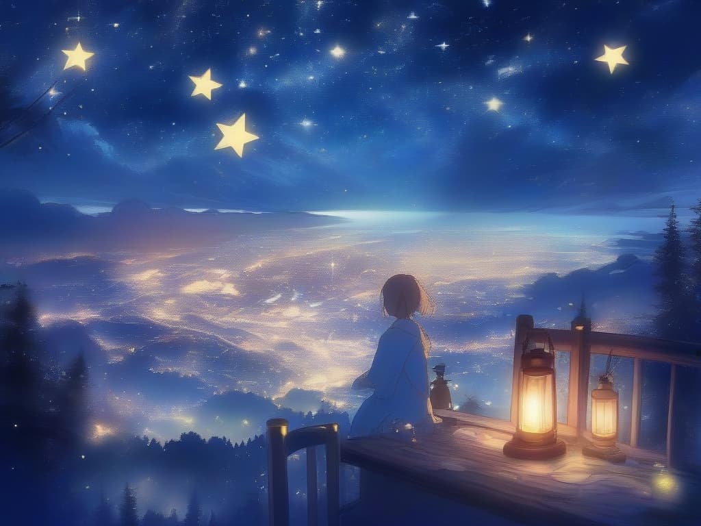  night, stars, girls, scenery, beautiful