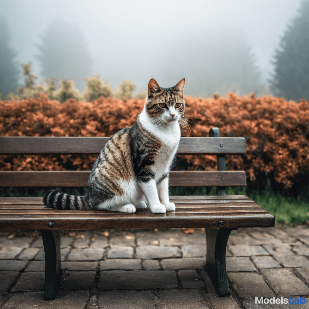  a cat sitting on a bench  hyperrealistic, full body, detailed clothing, highly detailed, cinematic lighting, stunningly beautiful, intricate, sharp focus, f/1. 8, 85mm, (centered image composition), (professionally color graded), ((bright soft diffused light)), volumetric fog, trending on instagram, trending on tumblr, HDR 4K, 8K