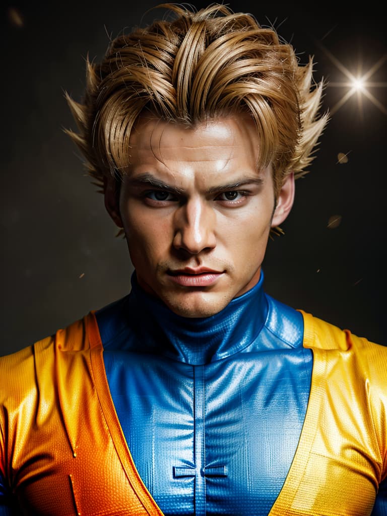  super saiyan and superman hybrid, super saiyan hairstyle, blonde, young handsome men, strong body, combat uniforms with s characters, terrible aura, masterpiece, best quality,8k,ultra detailed,high resolution,an extremely delicate and beautiful,hyper detail