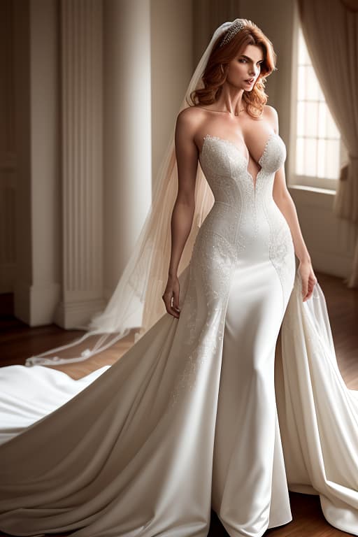  Rene Russo, wedding dress, sexy, bare shoulders, neckline to navel, medium breasts hyperrealistic, full body, detailed clothing, highly detailed, cinematic lighting, stunningly beautiful, intricate, sharp focus, f/1. 8, 85mm, (centered image composition), (professionally color graded), ((bright soft diffused light)), volumetric fog, trending on instagram, trending on tumblr, HDR 4K, 8K