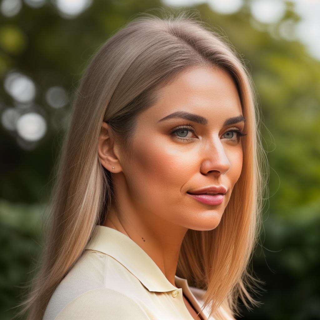  (((realistic full torso frontal head shot of a light beige to medium tan skin tone woman))), mira olivia schubert, ((caucasian heritage)), immature face, blue eye color, ((long hair style)), (( hair color)), (( body type)), big size, small size, (immature small rounded nose), (immature prominent jawline), (immature thin lips), (immature narrow forehead), (immature defined cheekbones), (immature eyebrows), (immature cleft chin), standing straight looking directly into the camera,((wearing fitted polo shirt with deep v neck and monogrammed pocket)), backyard in background, 1, best quality, highest quality, award winning photo, masterpiece, raw, professional photography, photorealism, sharp focus, cinem hyperrealistic, full body, detailed clothing, highly detailed, cinematic lighting, stunningly beautiful, intricate, sharp focus, f/1. 8, 85mm, (centered image composition), (professionally color graded), ((bright soft diffused light)), volumetric fog, trending on instagram, trending on tumblr, HDR 4K, 8K