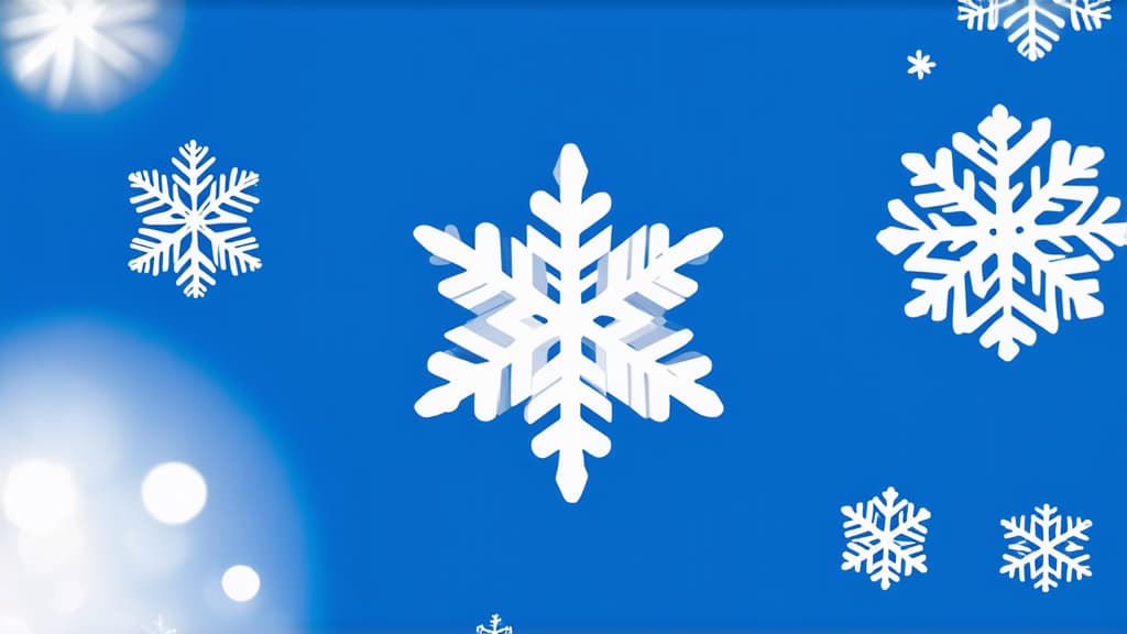  flat illustration, flaticon, (illustration:1.15), white blue background with white snowflakes of different sizes and bokeh ar 16:9, [cory loftis, strobist, pascal campion :: 0.2]