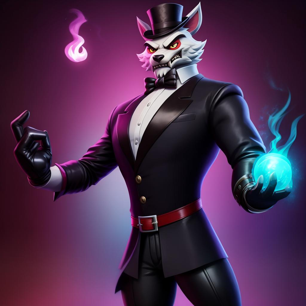  Evil angry magician (Fortnite), full body, suit, leather gloves, magic, open eyes, masterpiece, 4k, fine details,