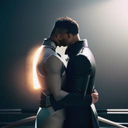  two men kissing hyperrealistic, full body, detailed clothing, highly detailed, cinematic lighting, stunningly beautiful, intricate, sharp focus, f/1. 8, 85mm, (centered image composition), (professionally color graded), ((bright soft diffused light)), volumetric fog, trending on instagram, trending on tumblr, HDR 4K, 8K