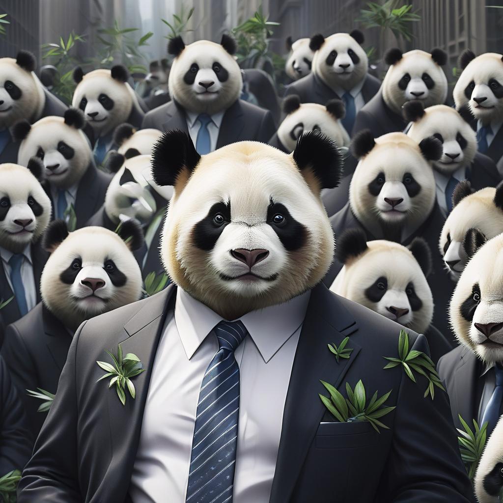  panda broker from wall street in a suit