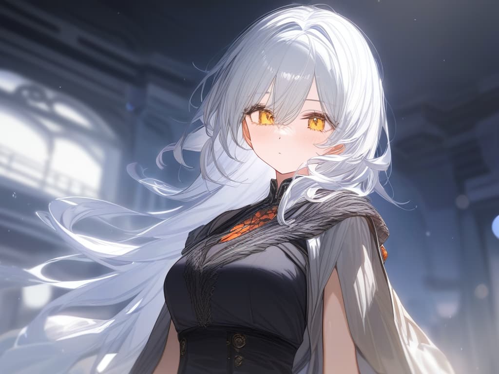  girl, eroi, yellow eyes, white hair, masterpiece, best quality,8k,ultra detailed,high resolution,an extremely delicate and beautiful,hyper detail