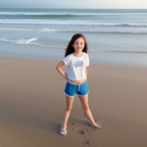   girl wearing shorts playing on beach