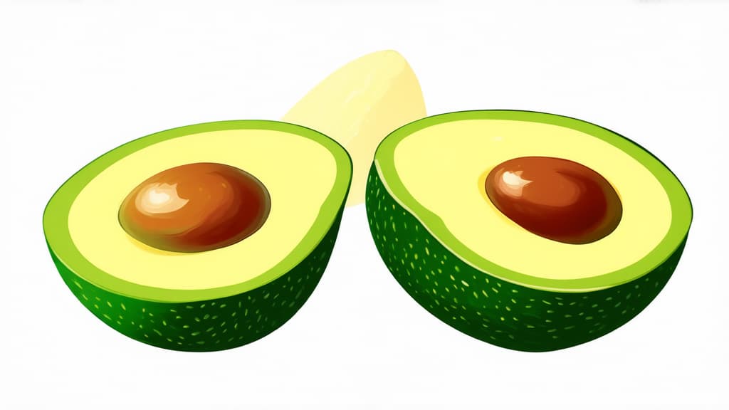  flat illustration, flaticon, (illustration:1.15), avocado isolated on white background ar 16:9, [cory loftis, strobist, pascal campion :: 0.2]