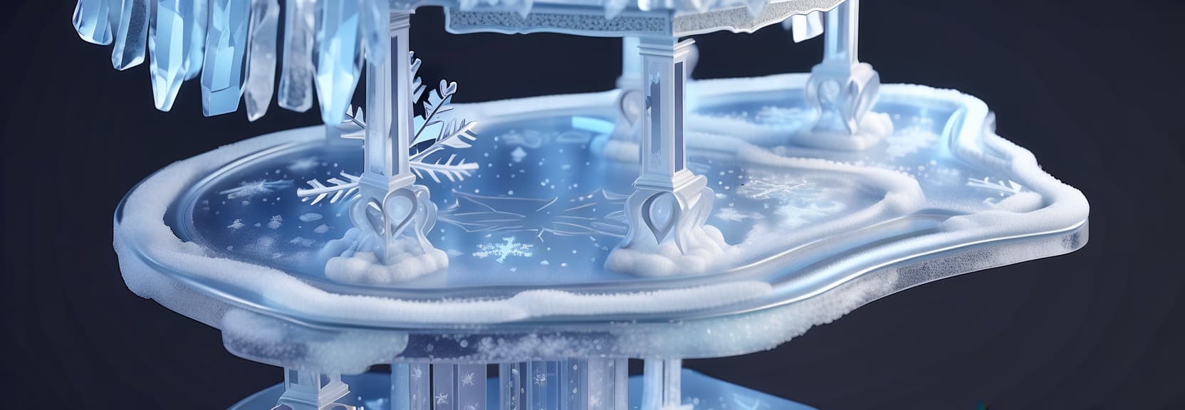  professional 3d model a platform made of ice with beautiful christmas decoration . octane render, highly detailed, volumetric, dramatic lighting, civitai