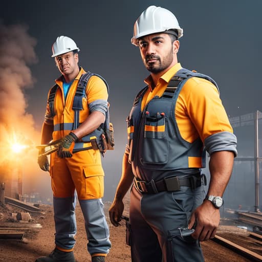  ( muticulutal construction workers being safe at work ), photorealistic, highly detailed, 4k, high quality hyperrealistic, full body, detailed clothing, highly detailed, cinematic lighting, stunningly beautiful, intricate, sharp focus, f/1. 8, 85mm, (centered image composition), (professionally color graded), ((bright soft diffused light)), volumetric fog, trending on instagram, trending on tumblr, HDR 4K, 8K