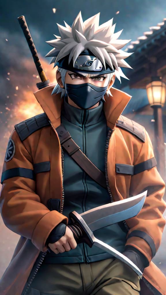  anime art of kakashi hatake as sixth hokage, showcasing his strategic brilliance without his sharingan. hyperrealistic, full body, detailed clothing, highly detailed, cinematic lighting, stunningly beautiful, intricate, sharp focus, f/1. 8, 85mm, (centered image composition), (professionally color graded), ((bright soft diffused light)), volumetric fog, trending on instagram, trending on tumblr, HDR 4K, 8K