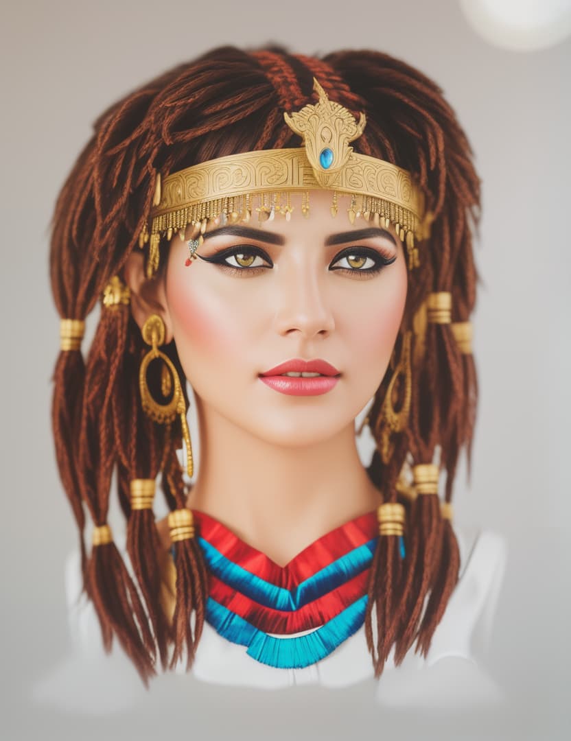  CLEOPATRA REALISTIC IMAGE , hyperrealistic, high quality, highly detailed, cinematic lighting, intricate, sharp focus, f/1. 8, 85mm, (centered image composition), (professionally color graded), ((bright soft diffused light)), volumetric fog, trending on instagram, HDR 4K, 8K