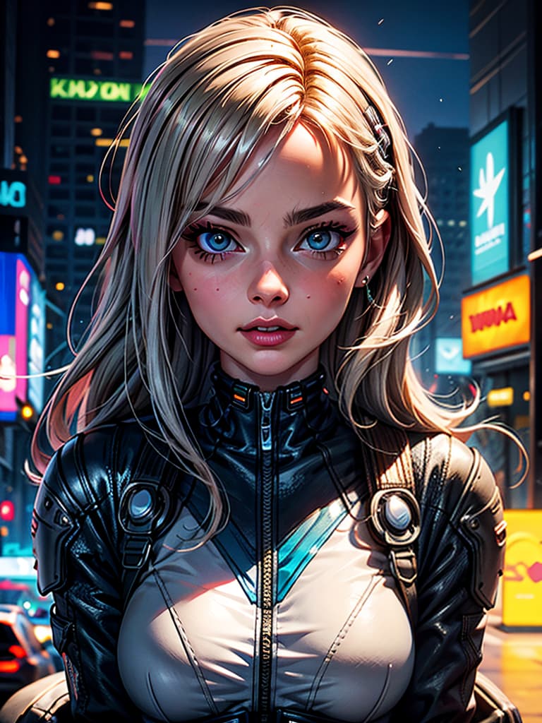  generate 23 yo margot robbie, (cyberpunk:1.15)