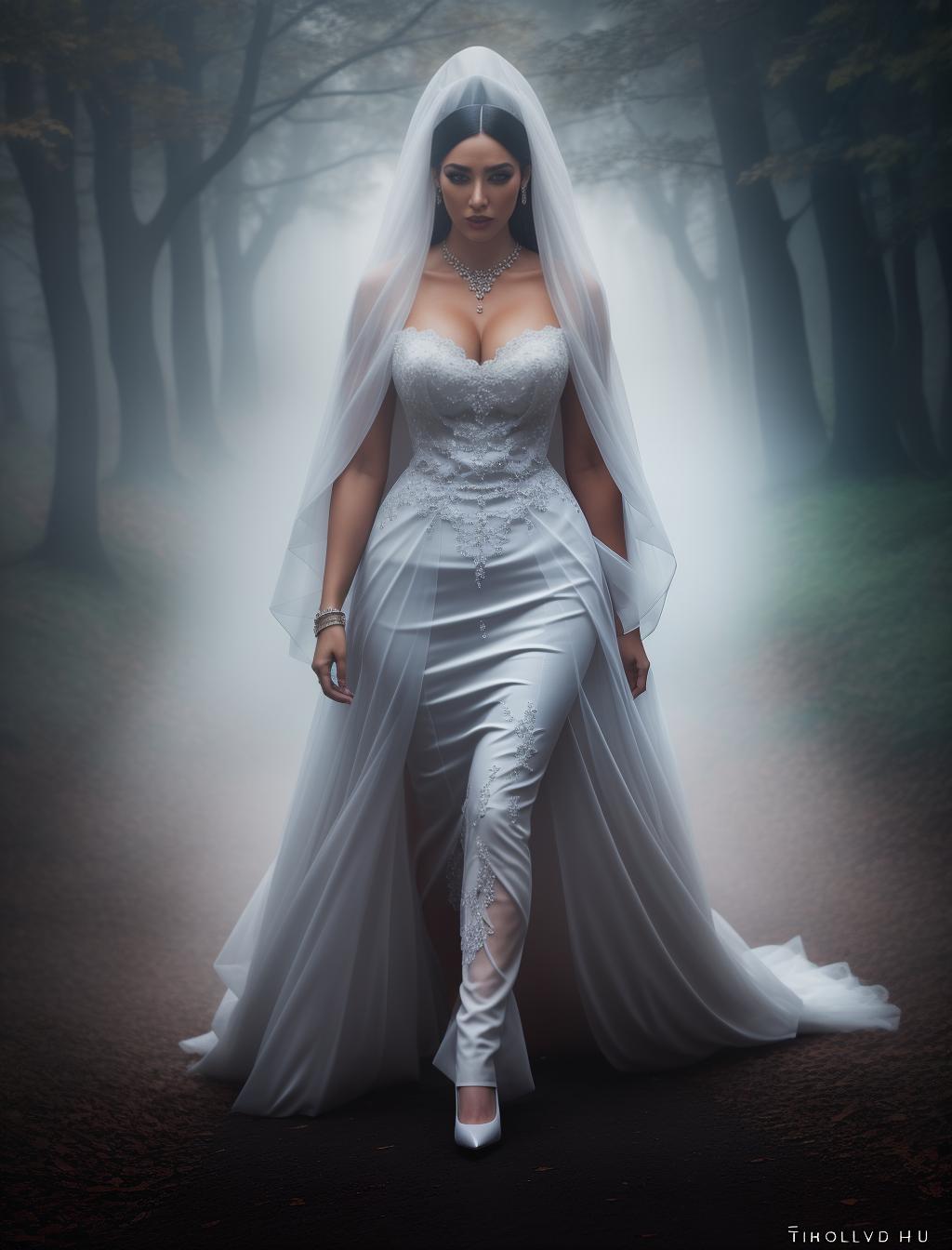  Scary ghost having with a  hyperrealistic, full body, detailed clothing, highly detailed, cinematic lighting, stunningly beautiful, intricate, sharp focus, f/1. 8, 85mm, (centered image composition), (professionally color graded), ((bright soft diffused light)), volumetric fog, trending on instagram, trending on tumblr, HDR 4K, 8K