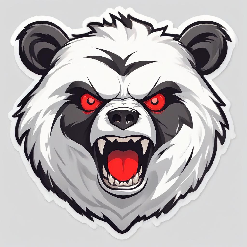  the logo of the head of an evil bear, red eyes, white and black coat., sticker