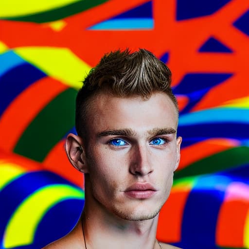 portrait+ style Russian LGBT queer summer Olympics athlete blonde hunk dude face