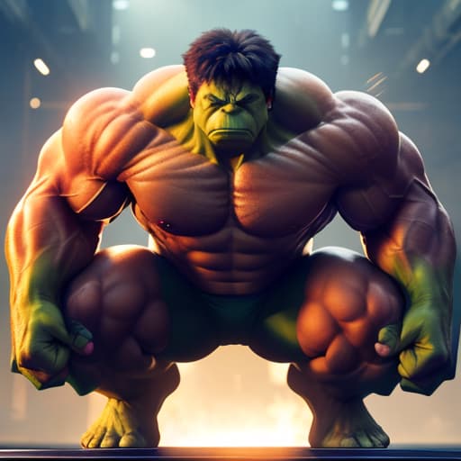  (Hulk weightlifting), photorealistic, highly detailed, 4k, high quality hyperrealistic, full body, detailed clothing, highly detailed, cinematic lighting, stunningly beautiful, intricate, sharp focus, f/1. 8, 85mm, (centered image composition), (professionally color graded), ((bright soft diffused light)), volumetric fog, trending on instagram, trending on tumblr, HDR 4K, 8K