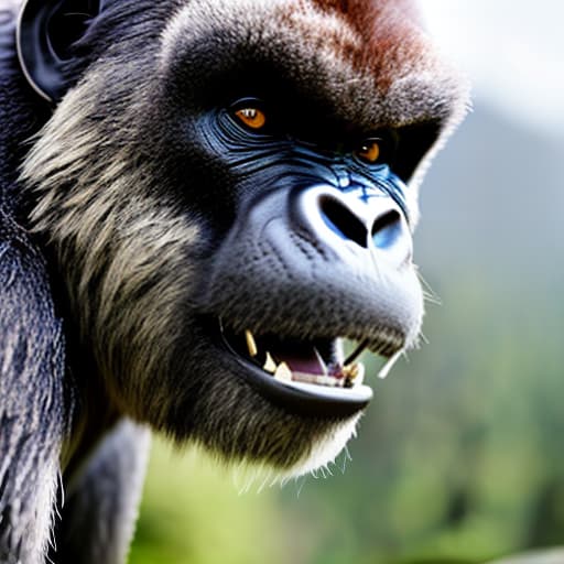 redshift style gorilla hyperrealistic, full body, detailed clothing, highly detailed, cinematic lighting, stunningly beautiful, intricate, sharp focus, f/1. 8, 85mm, (centered image composition), (professionally color graded), ((bright soft diffused light)), volumetric fog, trending on instagram, trending on tumblr, HDR 4K, 8K