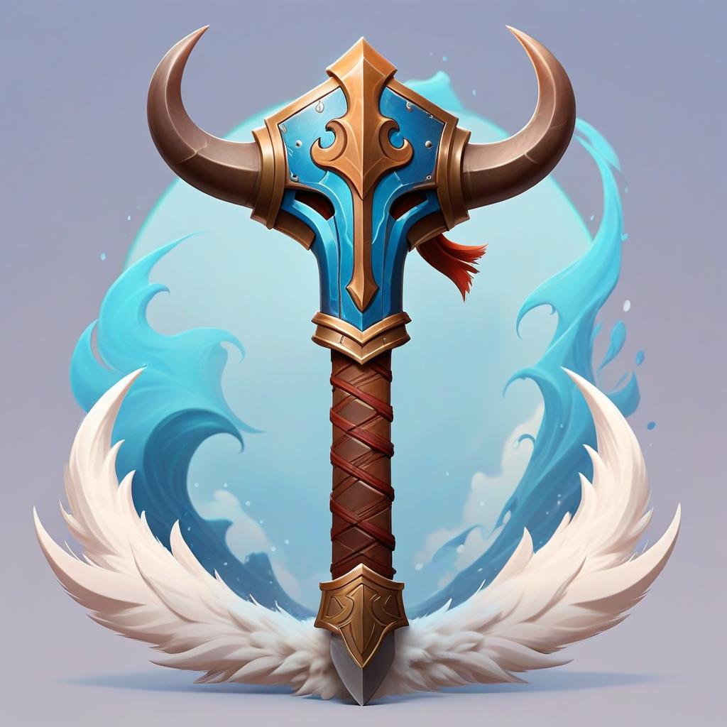  ethereal fantasy concept art of barbarian big battle axe, helm with horns, tribal accessories, rpg class minimal badge logo . magnificent, celestial, ethereal, painterly, epic, majestic, magical, fantasy art, cover art, dreamy, sticker