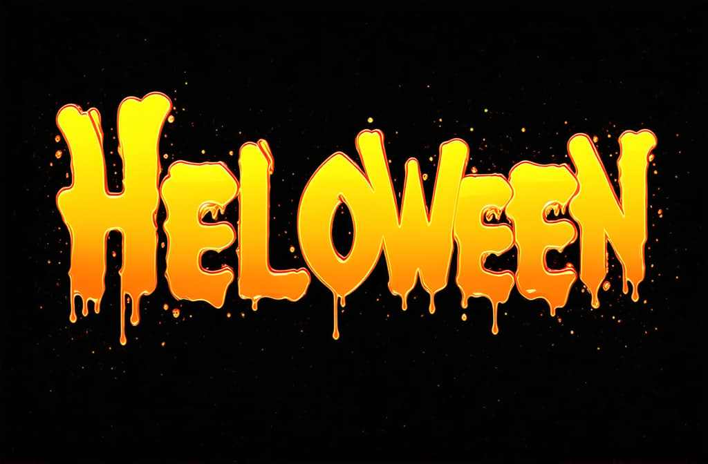  big letters helloween orange as if made of paint on a black background in the middle ar 3:2 {prompt}, maximum details