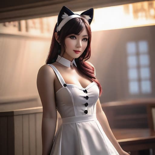  naked Catgirl maid full body hyperrealistic, full body, detailed clothing, highly detailed, cinematic lighting, stunningly beautiful, intricate, sharp focus, f/1. 8, 85mm, (centered image composition), (professionally color graded), ((bright soft diffused light)), volumetric fog, trending on instagram, trending on tumblr, HDR 4K, 8K