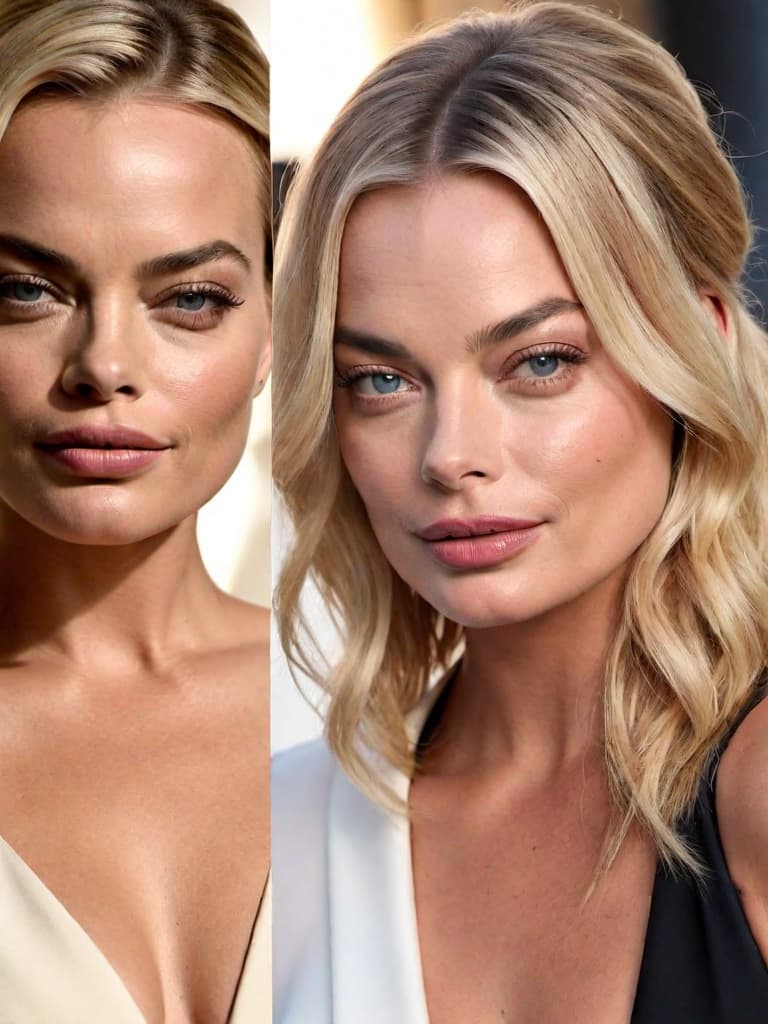  Margot Robbie, no clothes, posing in various sensual positions